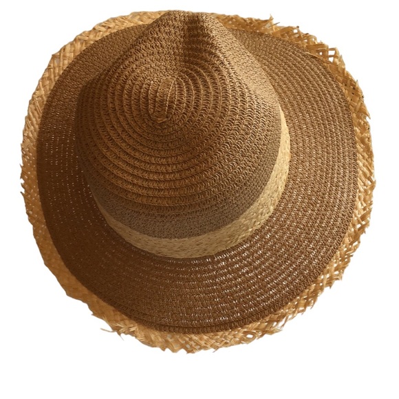 Hats, straw hat beachy Sun hat SZ 7 1/2” Summer swim Tan & cream Beach bum cute - Picture 3 of 5